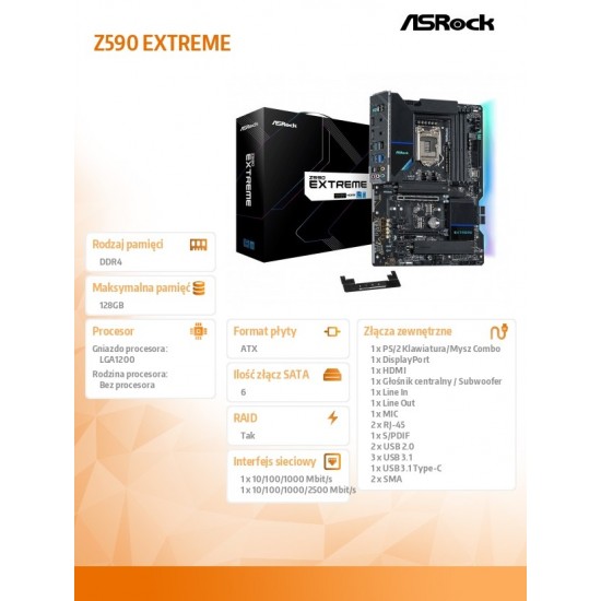Płyta główna Z590 Extreme s1200 4DDR4 HDMI/DP M.2 ATX 