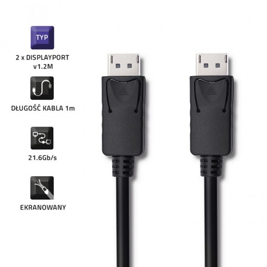 Kabel DisplayPort v1.2 męski | DisplayPort v1.2 męski | 4K | 2m 