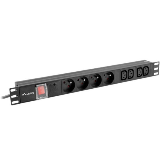 Listwa zasilająca Rack PDU 1U 4x PL + 4x IEC C13 2m 10A czarna 