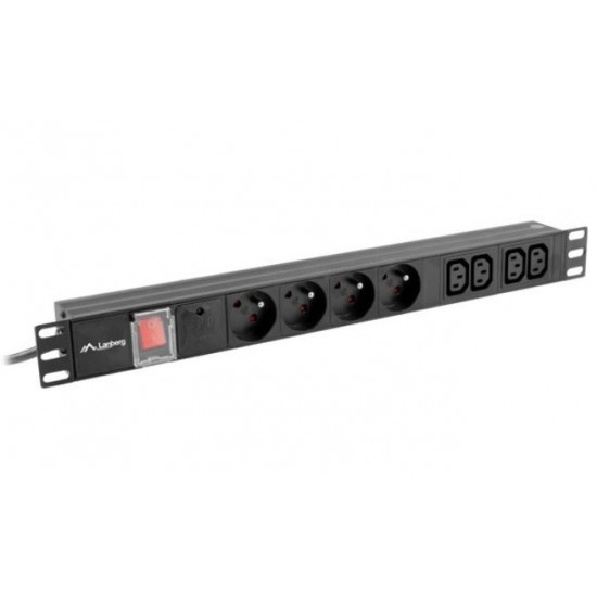 Listwa zasilająca Rack PDU 1U 4x PL + 4x IEC C13 2m 10A czarna 