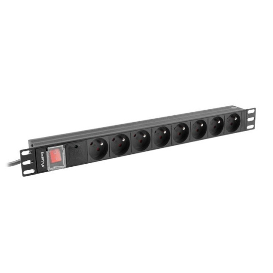 Listwa zasil.rack PDU 1U 16A 2m 8 gn. PDU-08E-0200-BK
