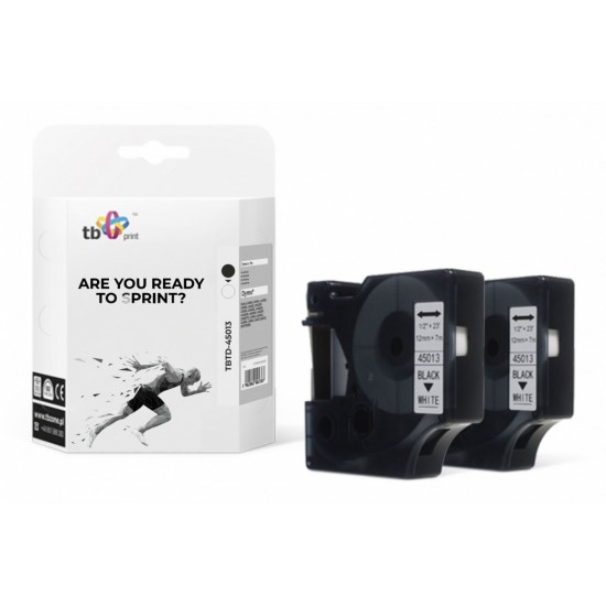 Taśma TBTD-45013 do DYMO Czarny na Białym 12x7mm 2szt.