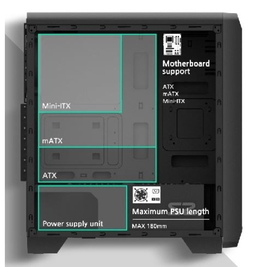 Obudowa S2 TG ATX Mid Tower PC Case TG fan x3