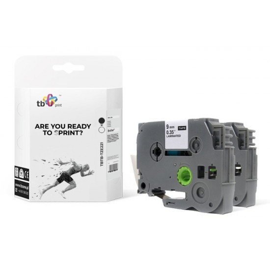 Taśma TBTB-TZE221 Brother Czarny na Białym 9x8mm 2 szt.