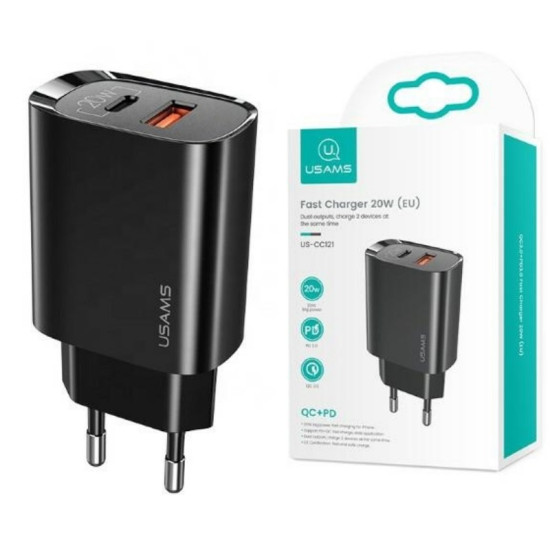 Ładowarka sieciowa 1xUSB-C+1xUSB T35 20W PD3.0 QC3.0 Fast charging
