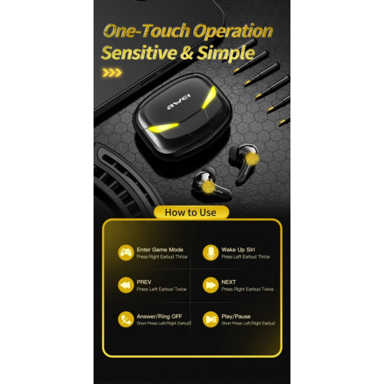 Słuchawki Bluetooth 5.0 T35 TWS + Stacja dokująca -Dla Graczy- czarne