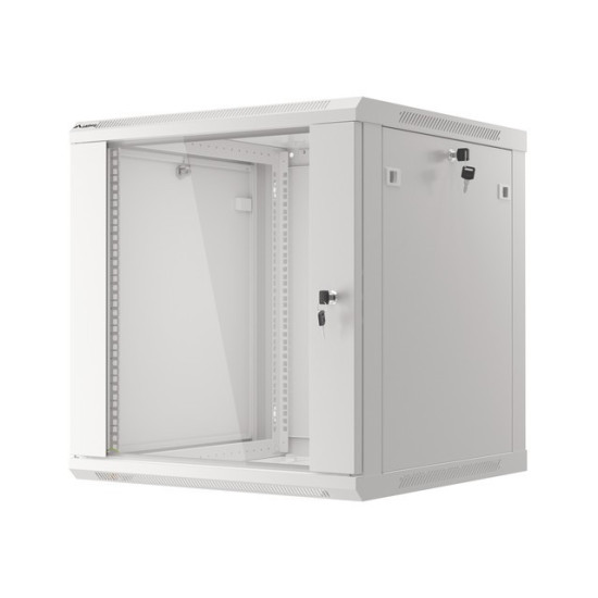 Szafa instalacyjna wisząca 19' 12U 600X600mm szara (drzwi       szklane)