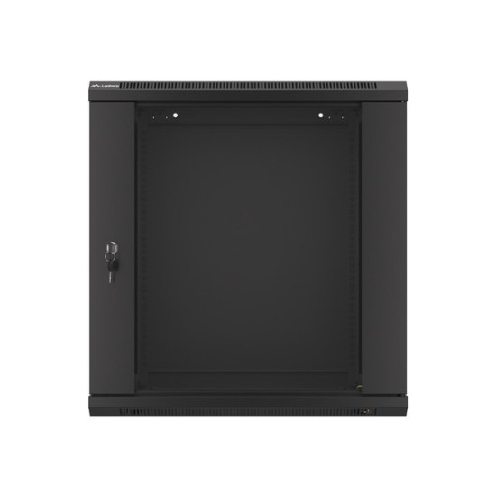 Szafa instalacyjna wisząca 19' 12U 600X450mm czarna (drzwi      szklane)