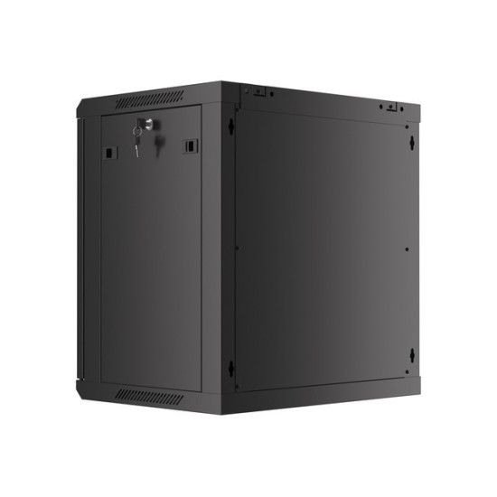 Szafa instalacyjna wisząca 19' 12U 600X450mm czarna (drzwi      szklane)