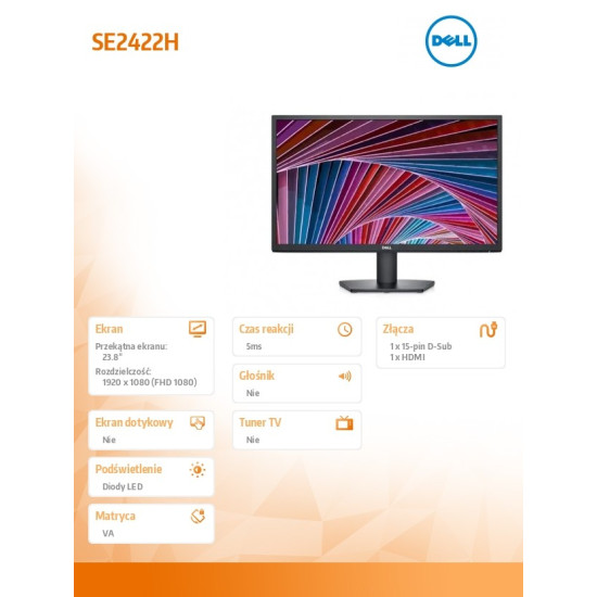Monitor SE2422H 23.8 LED 1920x1080/HDMI/VGA/3Y 