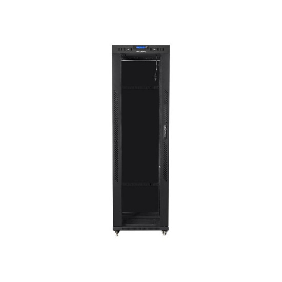 Szafa instalacyjna rack stojąca 19 42U 600x800 czarna, drzwi szklane lcd (Flat pack)