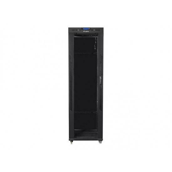 Szafa instalacyjna rack stojąca 19 42U 600x800 czarna, drzwi szklane lcd (Flat pack)