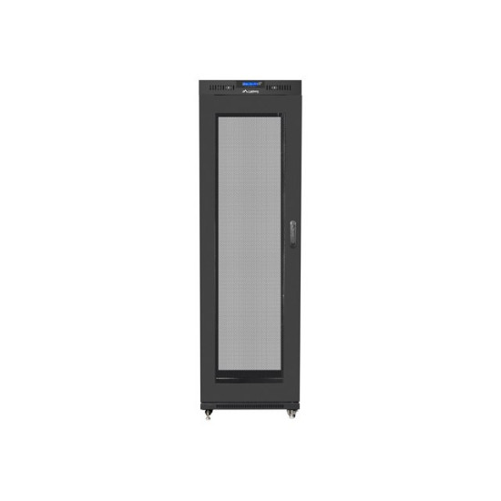 Szafa instalacyjna rack stojąca 19 42U 600x800 czarna, drzwi perforowane lcd (flat pack) 