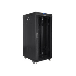 Szafa instalacyjna rack stojąca 19 27U 600x800 czarna, drzwi szklane LCD (Flat pack)