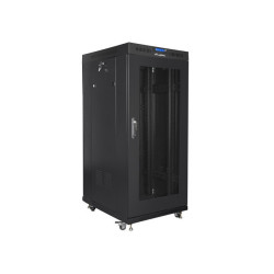 Szafa instalacyjna rack stojąca 19 27U 600x800 czarna, drzwi perforowane LCD (Flat Pack)