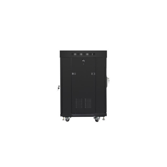 Szafa instalacyjna Rack stojąca 19 15U 600X600 czarna, drzwi sklane (flat pack)