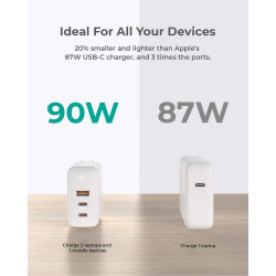 PA-B6S White Omnia Mix GaN ładowarka sieciowa 3xUSB (2xUSB C+1xUSB A) 90W