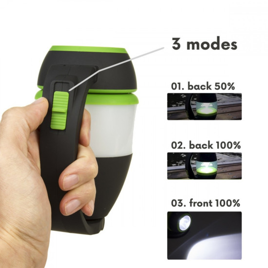 Lampa LED 3w1 latarka kempingowa biurkowa funkcja powerbanku MCE298 