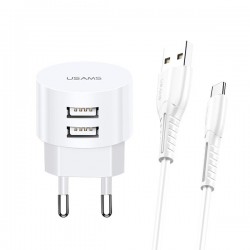 Ładowarka sieciowa T20 2XUSB 2,1A USB-C Kabel 