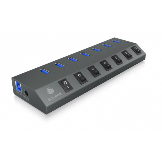 IB-HUB1701-C3 7xUSB Type-A, włącznik/wyłącznik dla każdego USB portu 