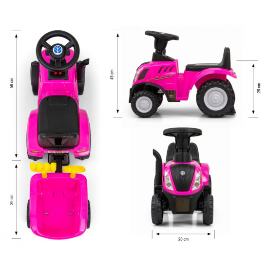 Jeździk Pojazd New Holland T7 Traktor różowy