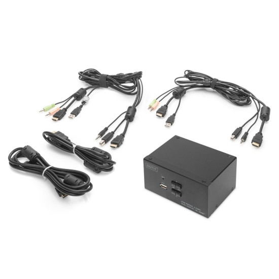 Przełącznik KVM 2 portowy HDMI, Dual Display, 4K 30Hz