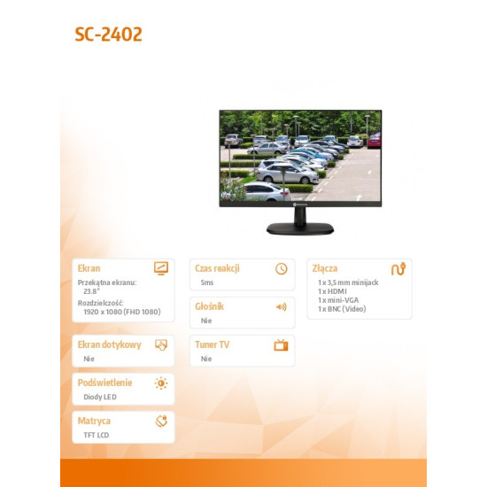 Monitor 23,8 cala SC-2402 czarny IPS FHD VGA HDMI 