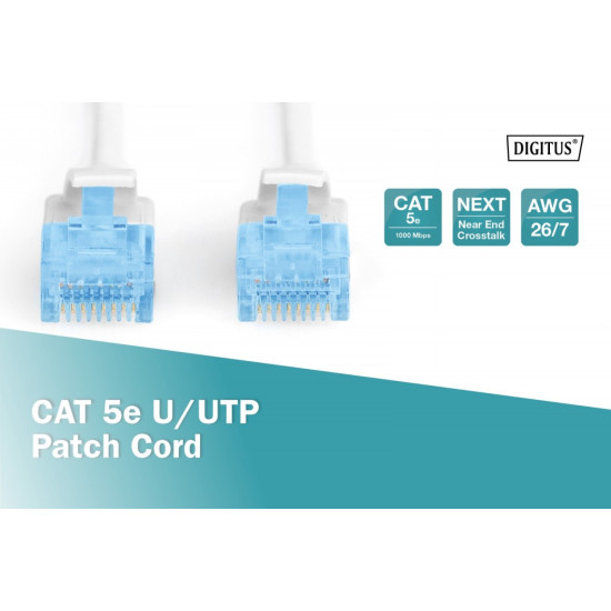 Patch cord U/UTP kat.5e PVC 2m Biały 