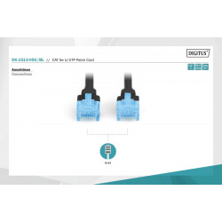 Patch cord RJ45/RJ45 U/UTP kat. 5e 5,0m AWG 26/7 PVC Czarny