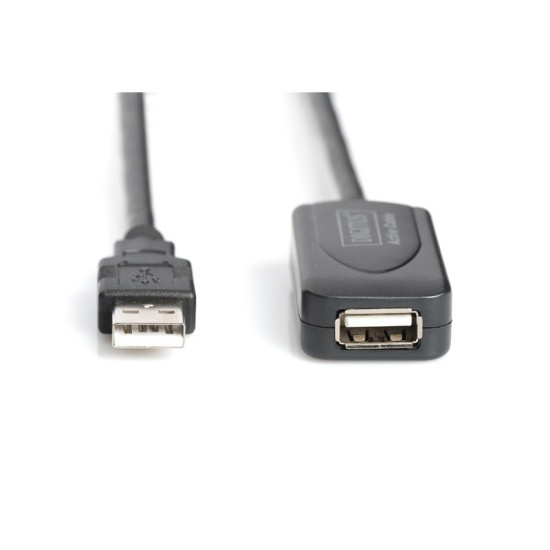 Kabel przedłużający USB 2.0 HighSpeed Typ USB A/USB A M/Ż aktywny, czarny 20m