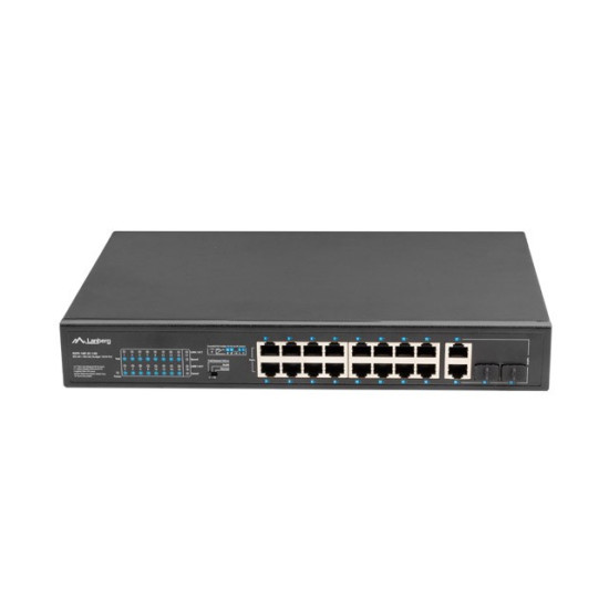 Przełącznik Switch 16X100MB POE+/2XCombo niezarządzalny rack 19 cali Gigabit Ethernet 150W 