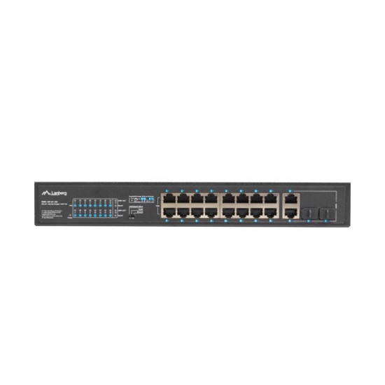 Przełącznik Switch 16X100MB POE+/2XCombo niezarządzalny rack 19 cali Gigabit Ethernet 150W 