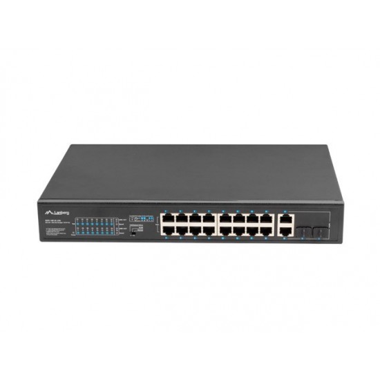 Przełącznik Switch 16X100MB POE+/2XCombo niezarządzalny rack 19 cali Gigabit Ethernet 250W 