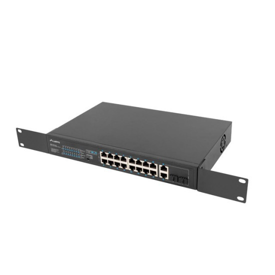 Przełącznik Switch 16X100MB POE+/2XCombo niezarządzalny rack 19 cali Gigabit Ethernet 250W 