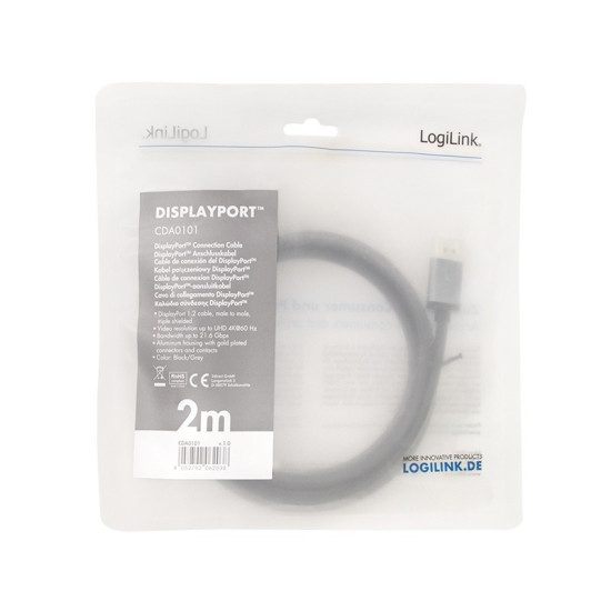 Kabel DisplayPort 4K/60 Hz,DP/M do DP/M aluminium 2m 