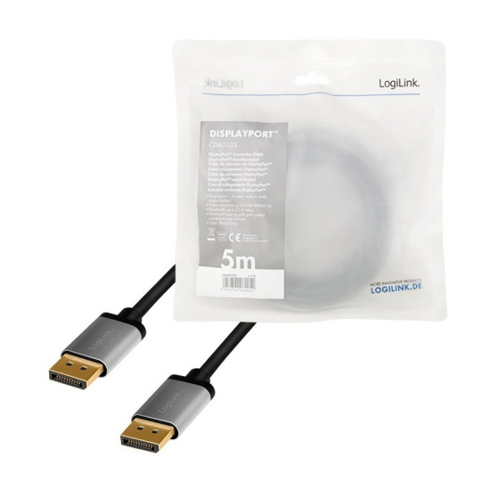 Kabel DisplayPort 4K/60 Hz,DP/M do DP/M,alu. 5m 