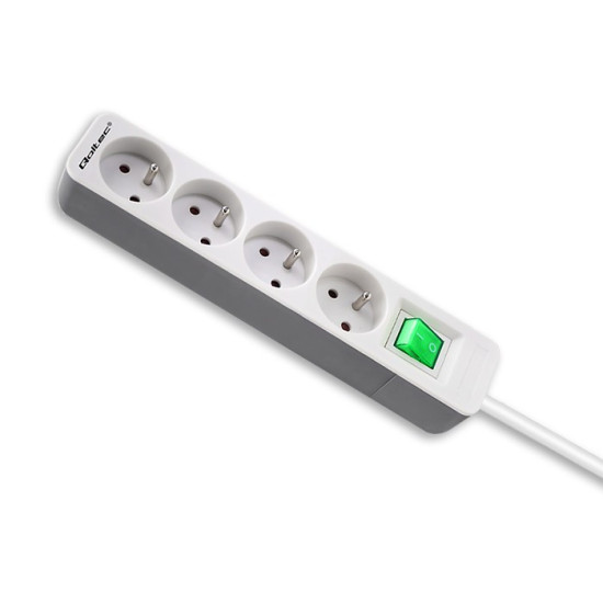 Listwa zasilająca | 4 gniazda | 1.8m | Biało-szara 