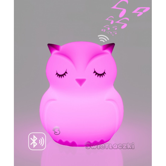 Lampka nocna silikonowa zmieniająca kolory z głośnikiem Bluetooth Świetlaczek Sówka HU HU