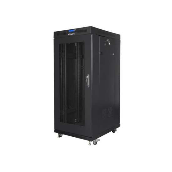 Szafa instalacyjna RACK stojąca 19 15U 800X1000 czarna drzwi perforowane LCD( FLAT PACK) 