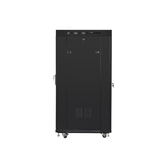 Szafa instalacyjna RACK stojąca 19 22U 800X800 czarne drzwi szklane LCD (FLAT PACK) 
