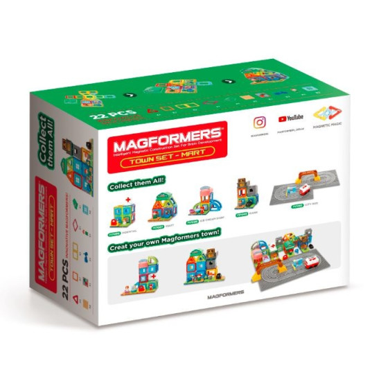 Zestaw klocków magnetycznych Miasto - Targowisko 22 elementy