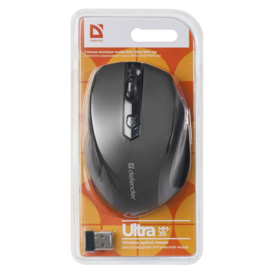 Mysz bezprzewodowa ULTRA MM-315 RF czarna 1600 dpi 6P 