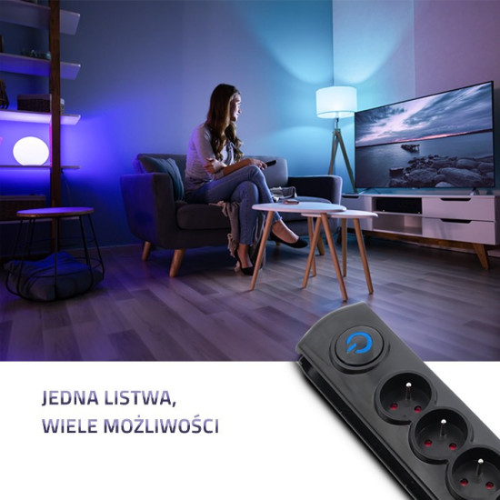 Listwa antyprzepięciowa 5 gniazd | 1.8m | Czarna 