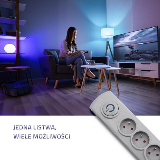 Listwa antyprzepięciowa 5 gniazd | 1.8m | Szara 