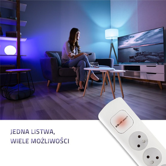 Listwa zasilająca | 5 gniazd | 1.8m | Biała 