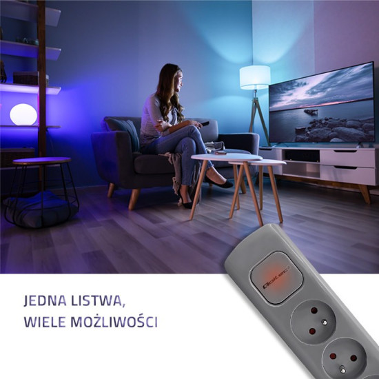 Listwa zasilająca | 6 gniazd | 1.8m | Szara 