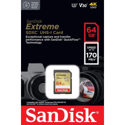 Karta pamięci Extreme SDXC 64GB 170/80 MB/s V30 UHS-I U3 