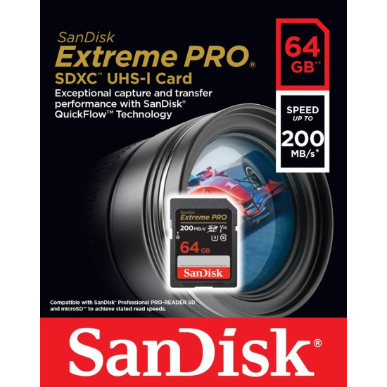 Karta pamięci Extreme Pro SDXC 64GB 200/90 MB/s V30 UHS-I U3 