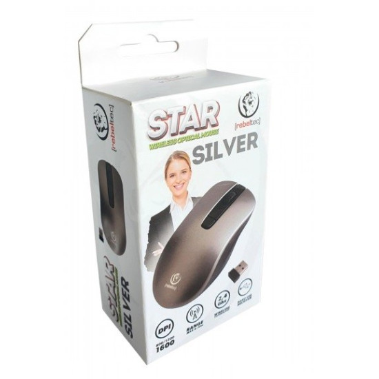 Mysz bezprzewodowa Rebeltec STAR silver 800/1000/1600 DPI 