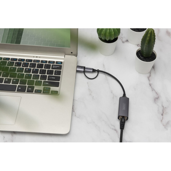 Karta sieciowa przewodowa USB 3.1 Typ C + USB A do 1x RJ45 2.5 Gigabit Ethernet 10/100/1000/2500Mbps